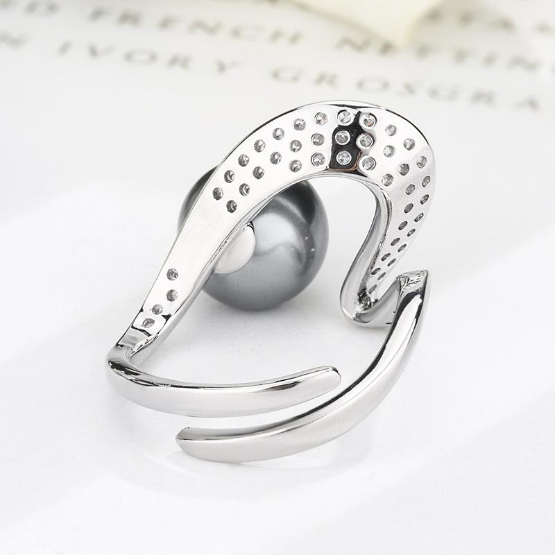 Hua Mei Jewelry Pearl Ring Nanyang Australian White Mysterious Grey Women's Fashion Versatile Small Market Goods