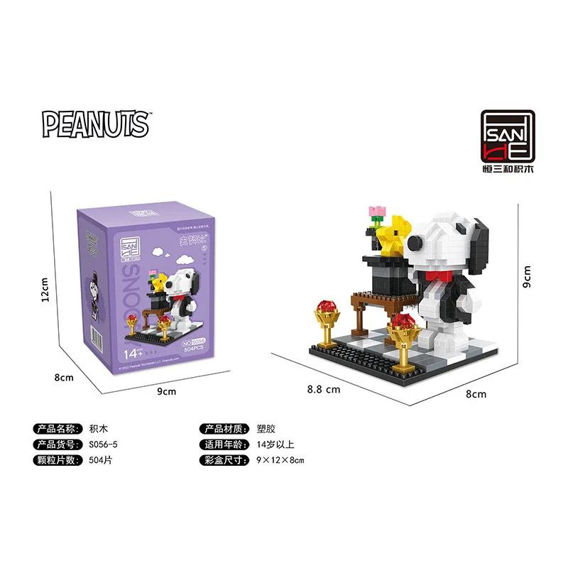 Anime Snoopy Micro Building Blocks Assembly Street View Model Character Scene Dog Mini Bricks Figure Toys For Christmas Gifts
