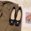 Fashion Flat Shoes for Women Spring  Autumn 2024 New Square Toe Silk Shallow Bow  Scoop Shoes Large Size 42 43 44  Ladies Shoes Women