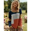 Mode Europe Amérique T-shirt Femme Pull Style Bohème T-shirt Manches Longues Femme Hauts Décontractés d'Extérieur