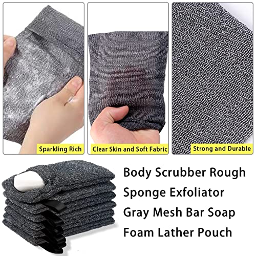 

6 упаковок, карман для мыла, отшелушивающий мешок для мыла, чехол для хранения, сетчатый тканый пенопластовый скруббер для тела, мешок для мыла, губка, отшелушивающее средство для душа в ванной комнате Soap Pocket*6 серый