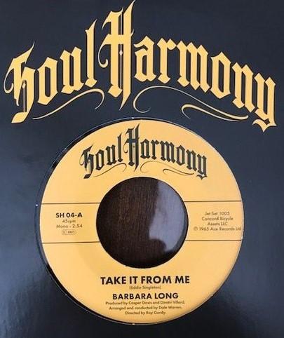 

7inch Record BARBARA LONG, CAUTIONS - Take It From Me / Poor Loser SH04 SOUL HARMONY 2025 UK Soul/Funk