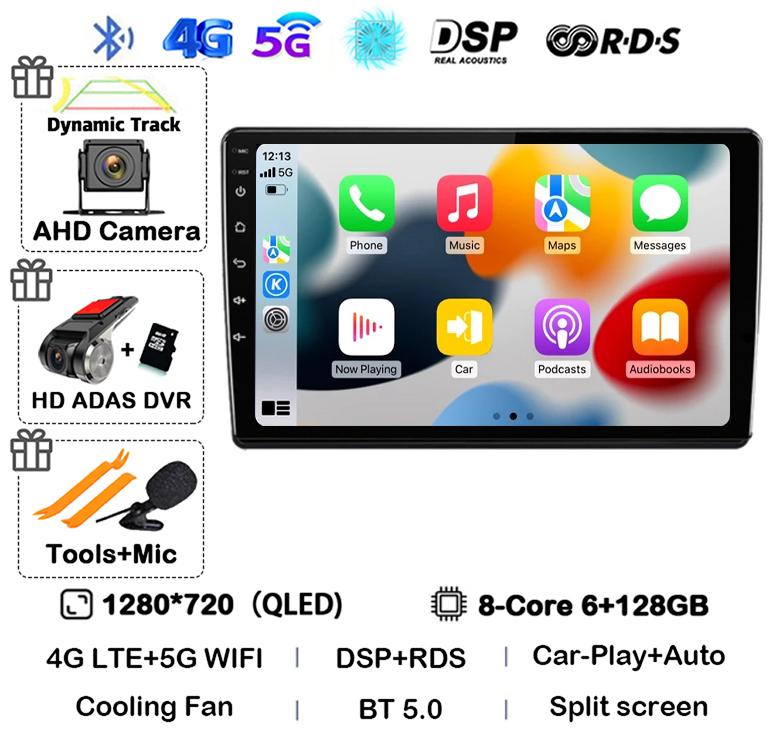 Android 14 Carplay Auto For Skoda Fabia 2 2007-2012 2013 2014 Car Radio GPS Stereo Multimedia Player Head Unit 2 Din WIFI+4G DSP