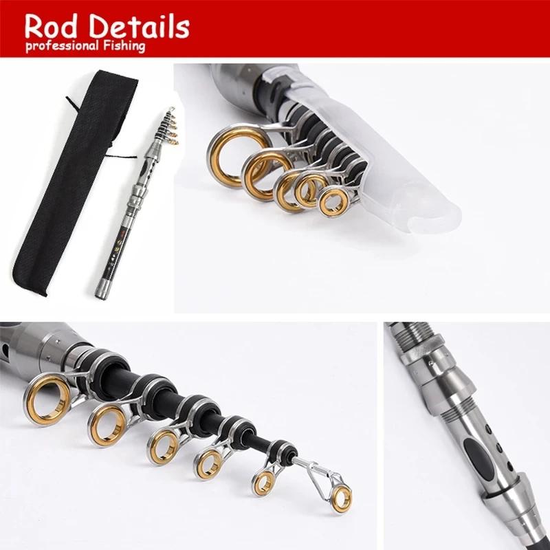Professional Fishing Rod Carbon Fiber 1.5-2.4M Sea River Fishing Ultralight Telescopic Spinning Ring Rod Fishing Stick