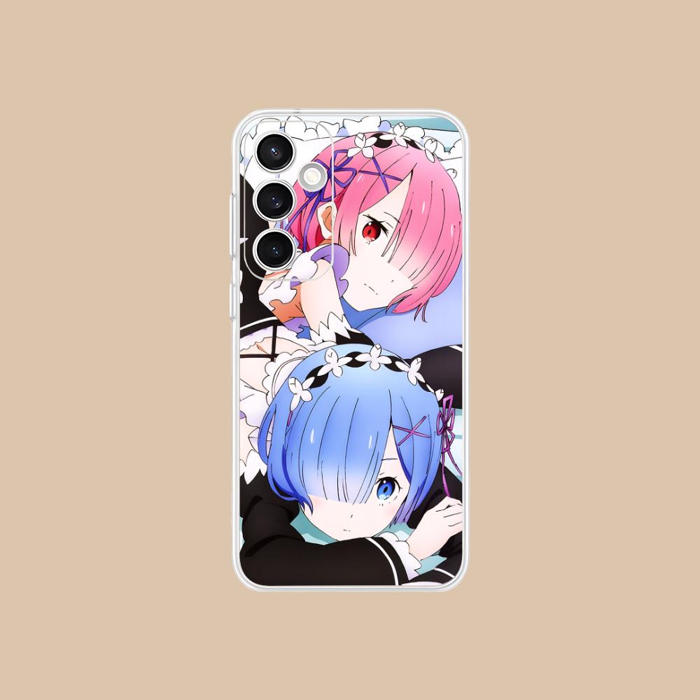 ReZero Rem Ram Clear Mobile Phone Case for Samsung Galaxy S25 S24 S23 S22 S21Plus FE Ultra Colorful Cover