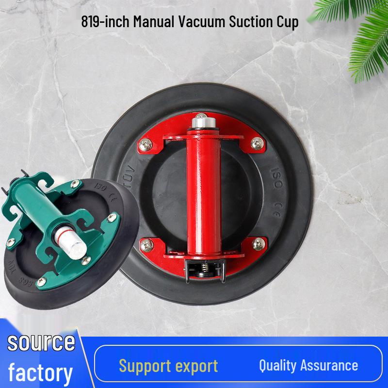 Manual Metal Vacuum Suction Cup Pump, 8/9 Inch, High Suction Power for Glass and Tile Handling.