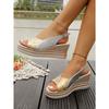 2026 Summer Women's Platform Wedge Sandals Peep Toe Buckle Strap Roman Plus Size Casual Shoes