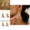 Halloween Themed Cartoon Ghost Milk Tea Pumpkin Pattern Women Acrylic Earrings For Daily Casual Attire