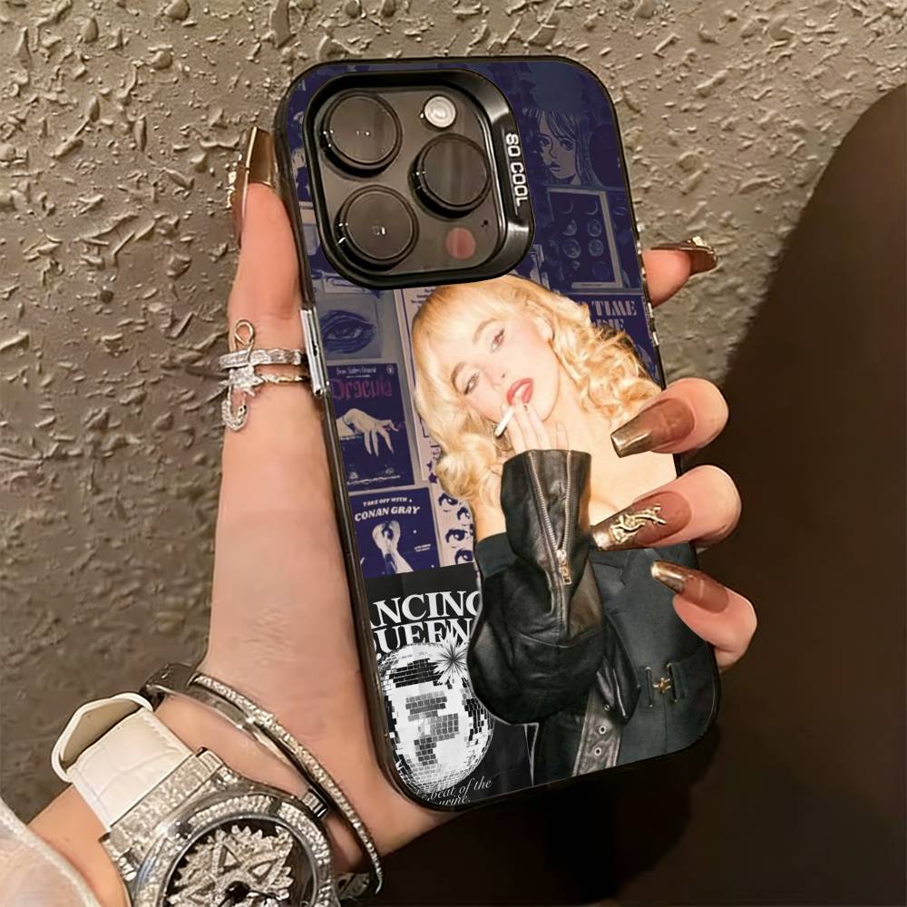 S-Sabrina C-Carpenter Phone Case For iPhone 17,16,15,14,13,12,11 Plus,Pro Max,XS,Colorful Silver Black Cover