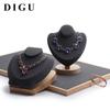 Digu Solid Wood & Microfiber Horizontal Bust Necklace Display Stand
