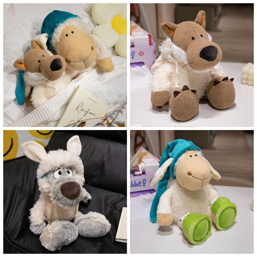 

Милая плюшевая кукла-сонная овца из полипропиленового хлопка, плюшевая кукла-овца и волк для детей