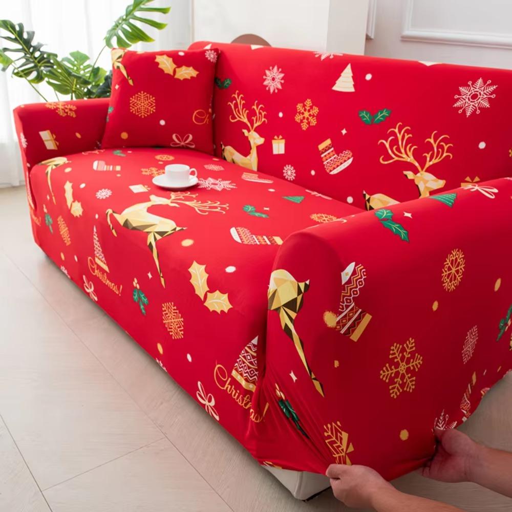 All-inclusive Christmas Sofa Cover Elastic Furniture Protector Sofa Slipcover  Living Room