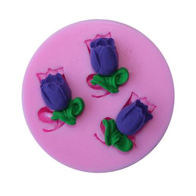 2PCS Tulips Flowers Modeling Fondant Cake Molds Soap Chocolate Mould for The Kitchen Baking Cake Tool