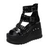 Fashion 10CM Gladiator Wedge Sandals Women's New Summer Fish Mouth Hollow Waterproof Rivet Platform Heightened Roman Sandals Punk Boots