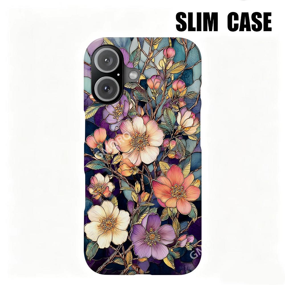 European-style medieval color glazed camellia pattern all-inclusive film Apple 17 ultra-thin and light girls' mobile phone case