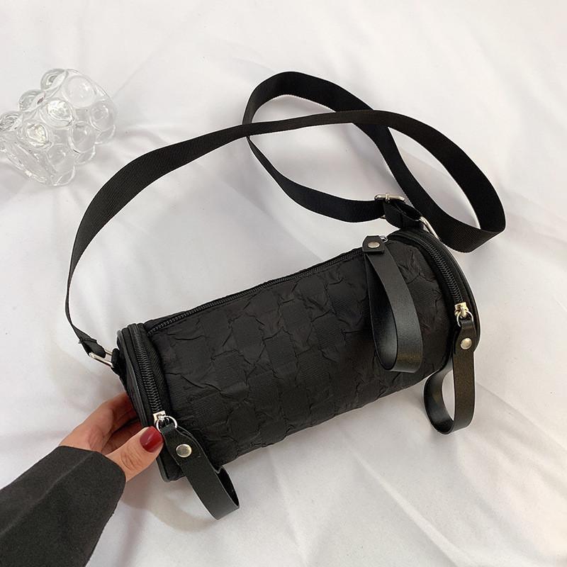 Stylish Cotton Quilted Crossbody Bag For Women 2022 Simple Urban Chic Shoulder Bag чёрный