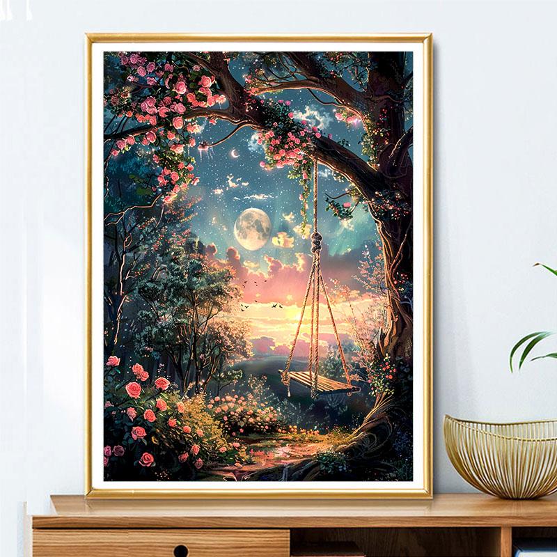 5d DIY Diamond Painting Cross Stitch Swing Scenery Diamond Embroidery Mosaic Full Round Drill Home Decor Crafts
