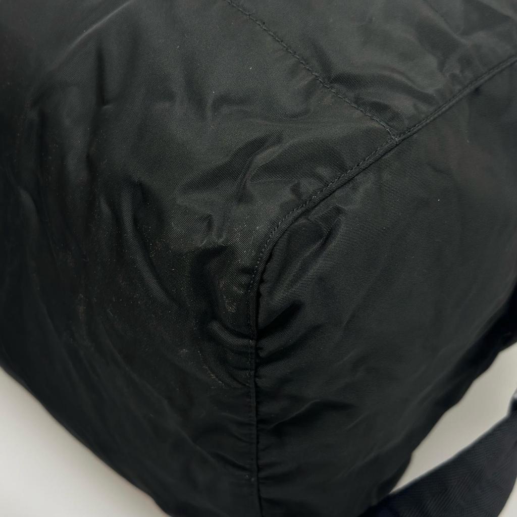 PRADA Triangle logo Boston bag black unisex used
