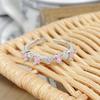 Sweet Full Diamond Pink Love Zir*****Pen Ring Color Treasure Niche Light Luxury High Sense Stacking Wearing Personalized Ring Woman