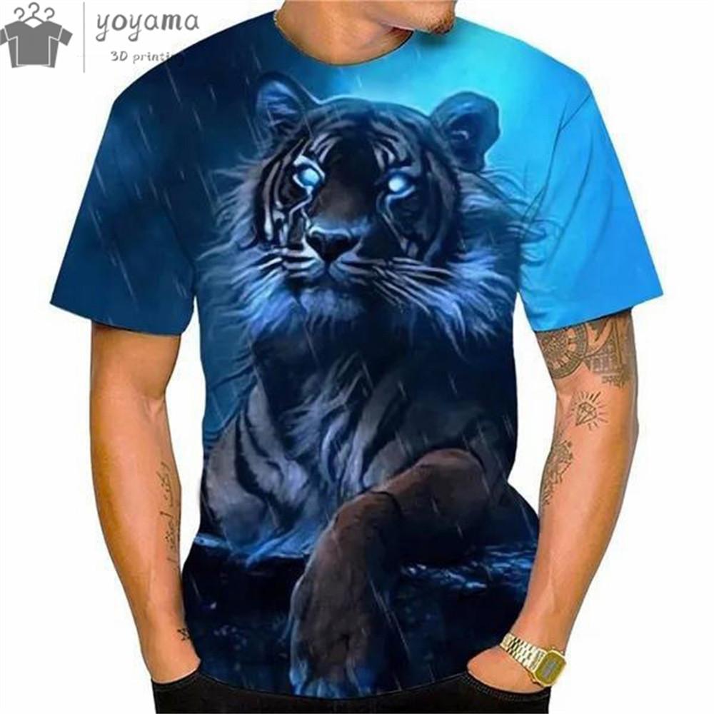 Fashion Trends 3d Print Tiger Pattern Men's Clothing Loose T-Shirts For Men Oversized T-Shirt Short Sleeve Tee Tops
