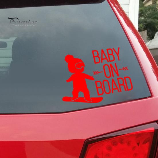 16x12cm BABY AAN BOORD Snowboard Waterdichte Auto Styling Raamsticker Decal