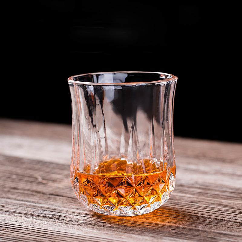 2pcs 215ml Diamond Whiskey Glass Household Nordic Classic Wine Tasting Glass Crystal Personalized Vodka Beer Cocktail Glasses