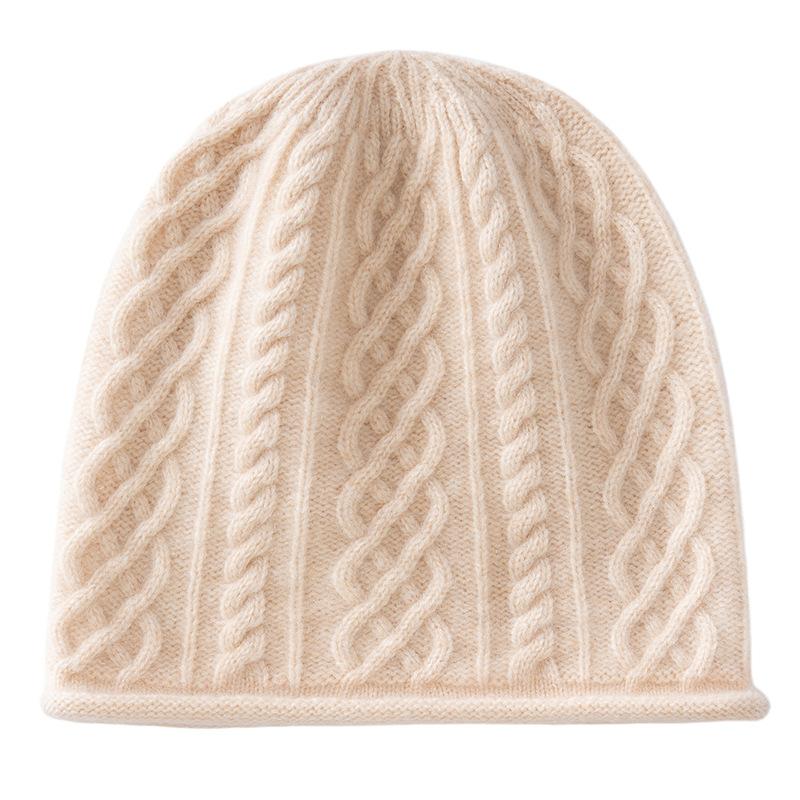New autumn and winter cashmere classic three-dimensional twist pattern knitting simple, gentle, warm and cold-proof men's and women's knitted hats