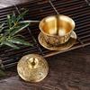 Brass Creative Tea Set, Dragon and Phoenix Chengxiang Tea Bowl, Chinese Tea Cup, Water Supply Bowl, Handicraft, Home Decoration