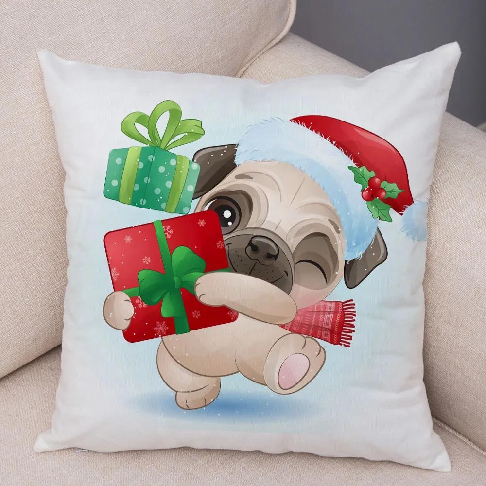 Nordic Kids Room Dog Fox Panda Cow Pillow Case Decor Cute Cartoon Animal Merry Christmas Soft Plush Cushion Cover for Sofa Home