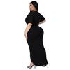 Maxikleid für Übergrößen mit Wickelausschnitt, Gürtel und Schlitz
