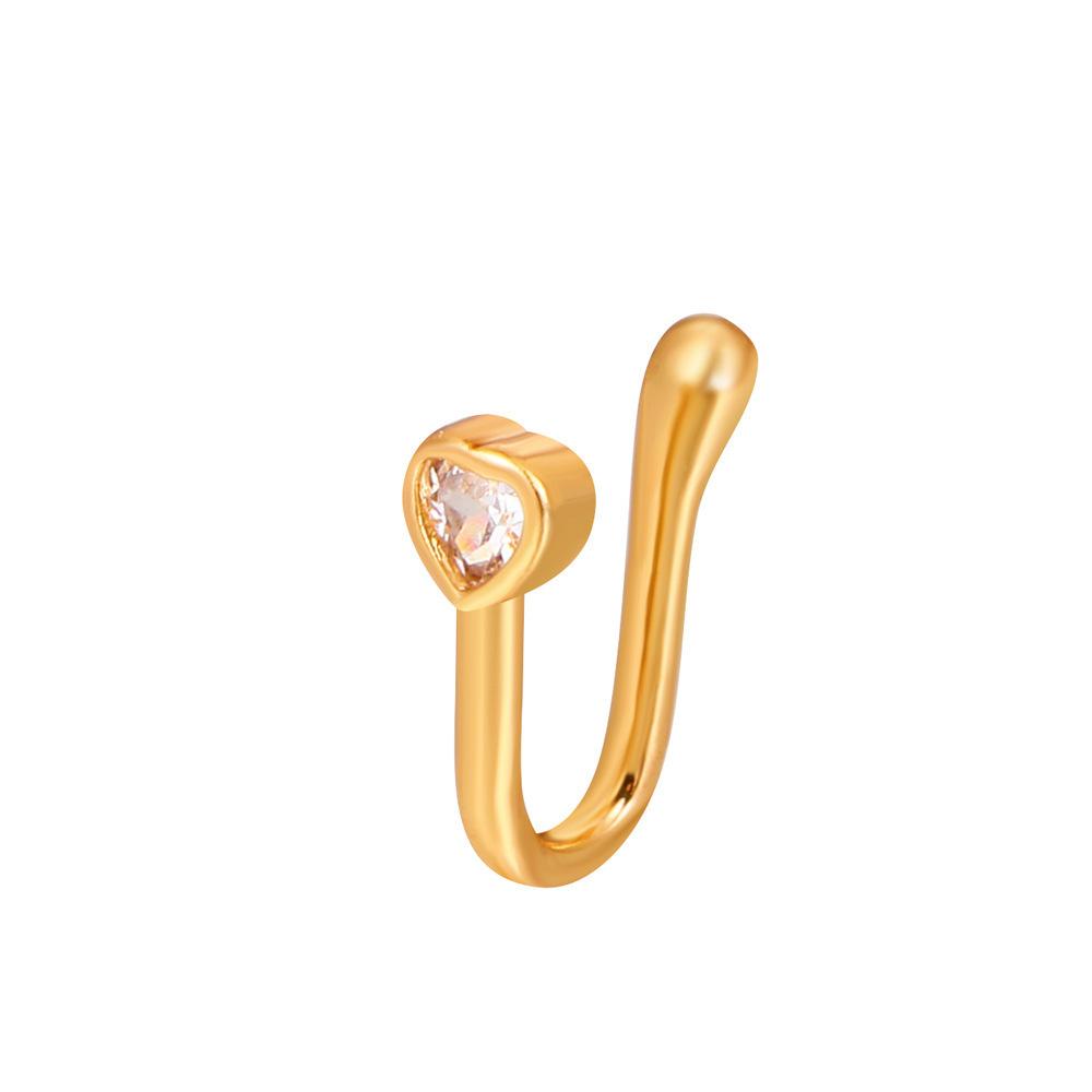 Non Perforated U-Shaped Nose Clip Copper Inlaid Zircon Star Shaped Heart Crown Nose Ring Nose Decoration Puncture Decoration