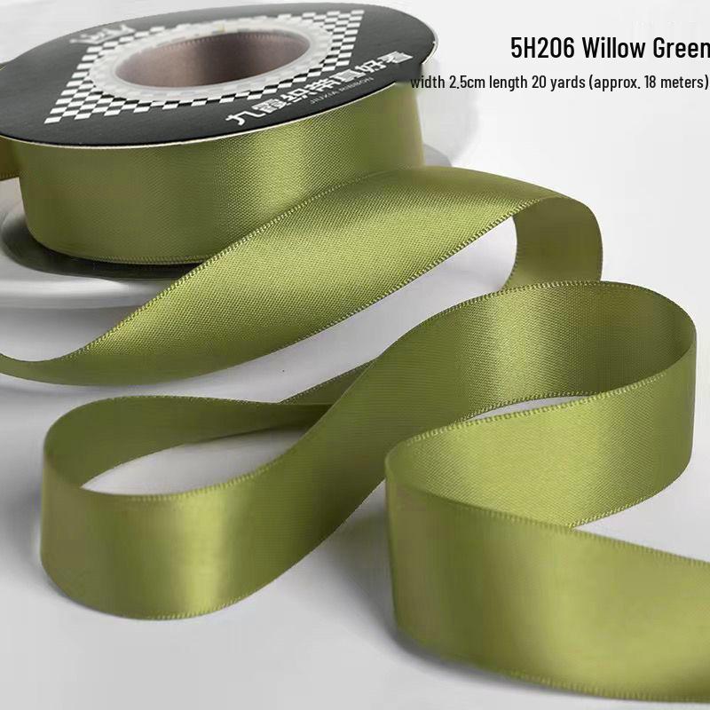 2.5cm Double-Sided Satin Ribbon for DIY, Weddings, Gifts, Bouquets, Cakes, and Bows