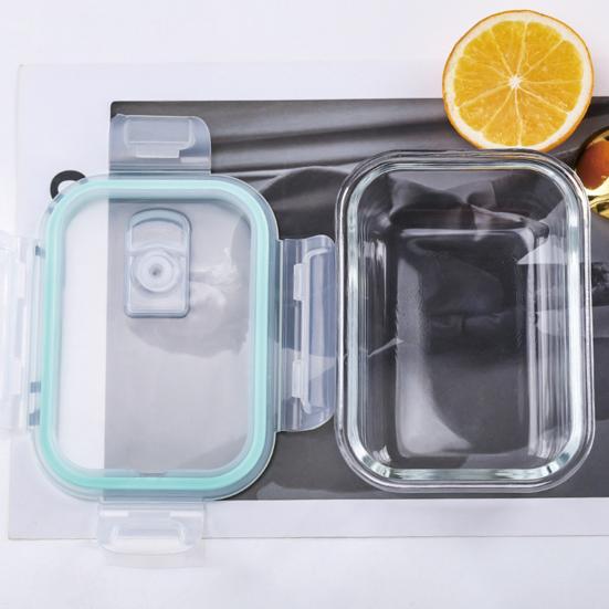 Skleněný obědový box Bento box Dělené nádoby na přípravu jídla s víčky Stohovatelné Opakovaně použitelné