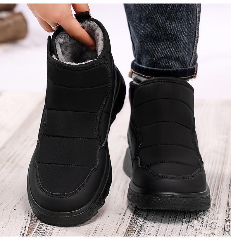 Men's Winter Fleece-Lined Cotton Boots - Plush Lining Slip-On Snow Shoes
