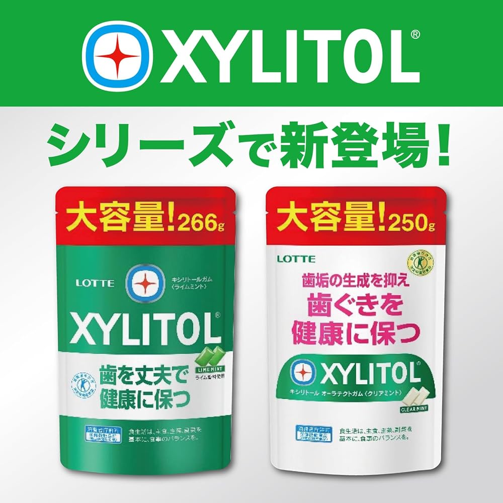 Japanese Product LOTTE Xylitol Gum Lime Mint Large Pouch 266g