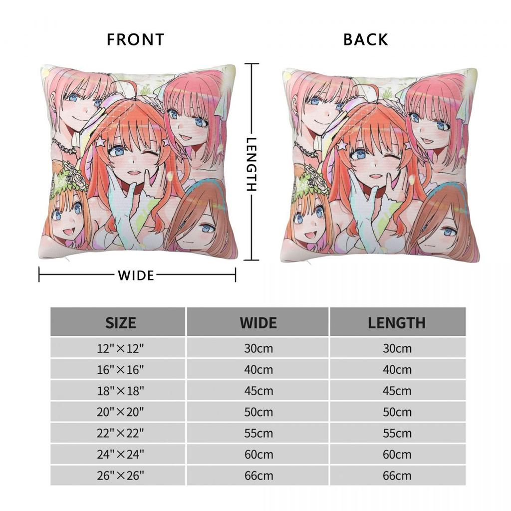 The Quintessential Quintuplets Anime Square Pillowcase Pillow Cover Cushion Decor Comfort Throw Pillow for Home Bedroom