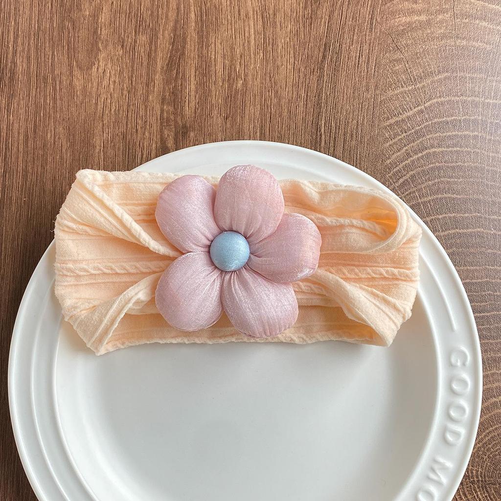 Baby Headband with Five-Petal Flower - Newborn Elastic Nylon Headwear