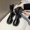 Small thick-soled Martin boots women's fashion, comfortable and thin front zipper medium boots children's 2025 autumn and winter new models