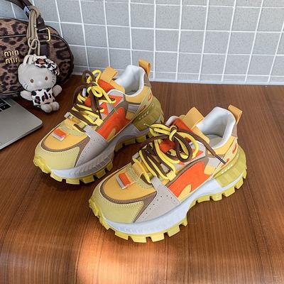 Damskie buty retro wiosenne nowe na grubej podeszwie wszechstronne podwyższające wzrost na miękkiej podeszwie buty sportowe są casualowe i lekkie