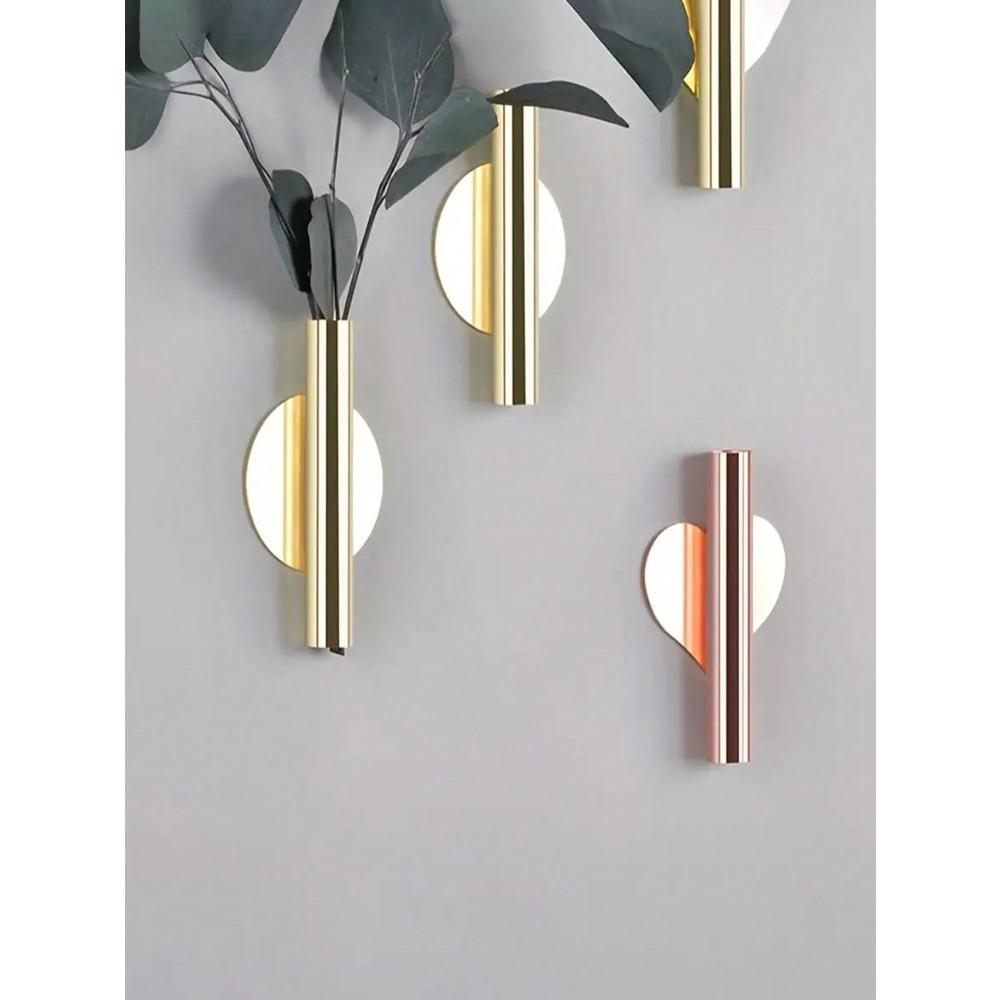 1pc Creative Wall Flower Vase - Comes With Adhesive, Round Sticker Paper + Rubber Plug, Easy DIY Decoration For Living Room, Bedroom, Bathroom