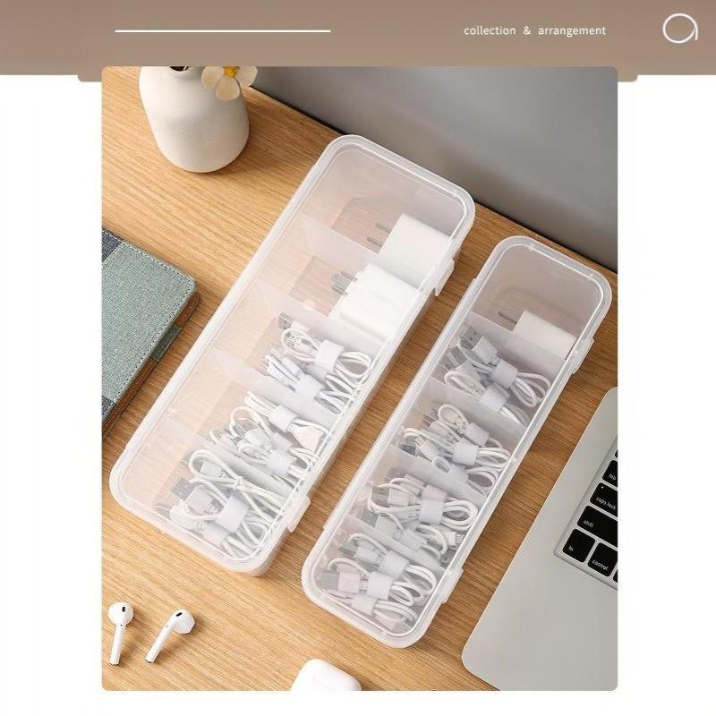 Transparent Data Cable Organizer Case Classification Dustproof Card Organizer With Lid Clutter Collection Box For Office Home