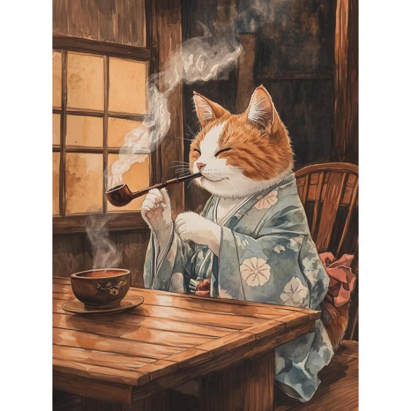 Japanese Sakura Onsen Sushi Animal Cat Portrait Retro Posters Prints Canvas Painting Wall Art Picture Living Room Home Decor