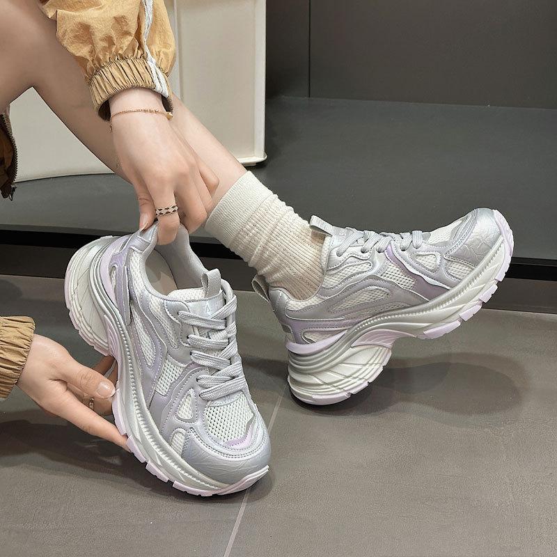 Platform-soled fashion dad shoes women's new casual versatile height increase lightweight small sports casual shoes