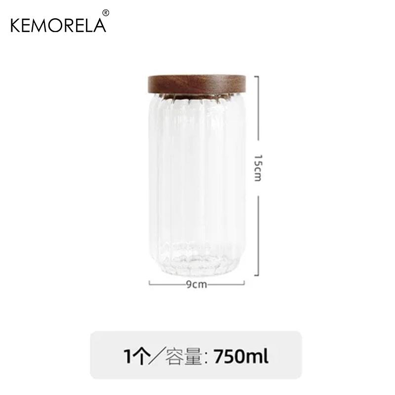 Glass Storage Jar With Acacia Wooden Cover Kitchen Snacks Tea Coffee Bean High Capacity High borosilicate Sealed Storage Bottles