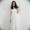 A New Japanese Summer Dress with A Knitted Base Layer for A Petite Woman, A Sleeveless Halter Dress