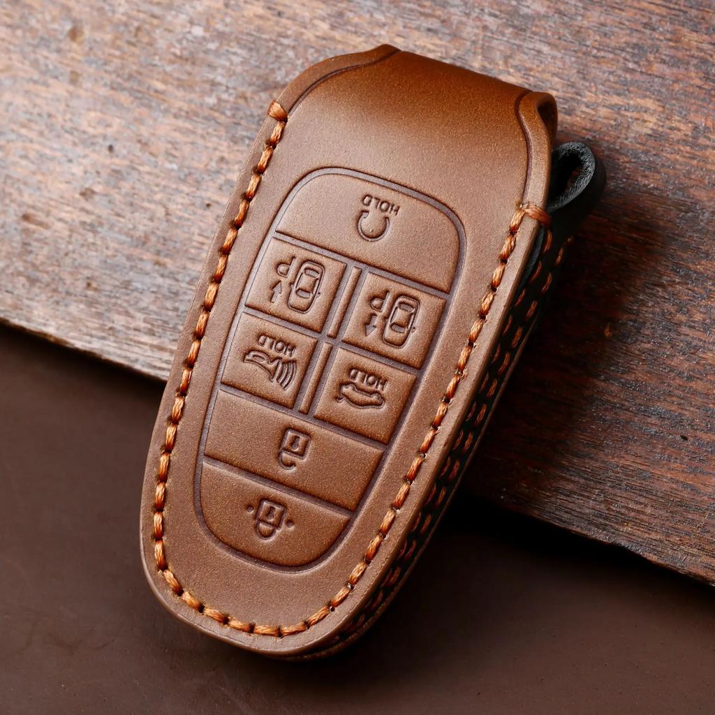Leather Car Key Case Cover Fob Accessories for Hyundai Tucson Solaris Sonata Hybrid Nexo Nx4 Grand Santa Fe Keychain Holder Bag