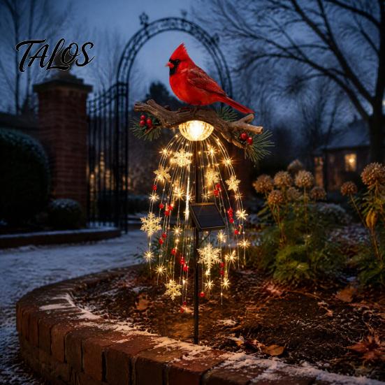 Easy Install Stake Lights Red Bird Solar Garden Light, Waterproof Landscape Lamp with Warm Glow, Ornaments for Lawn Flower Bed Outdoor Metal