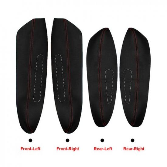 4Pcs Microfiber Leather Car Door Armrest Panel Protective Cover For Peugeot 307