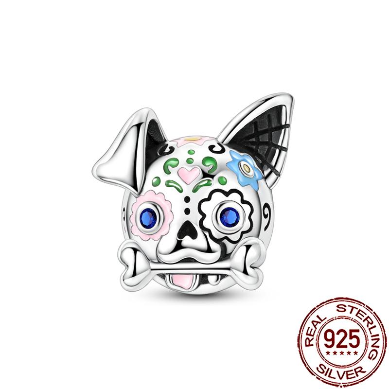 Gothic Charms Copper Pumpkin Calavera Colorida Beads Fit Snake Chain Bracelet Necklace Halloween Women Diy Jewelry