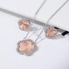 Top Quality Women Girls Five Leaf Flower Set Necklace Earrings Fashion Luxury Natural Stone Shell Set High Quality Zircon Gifts